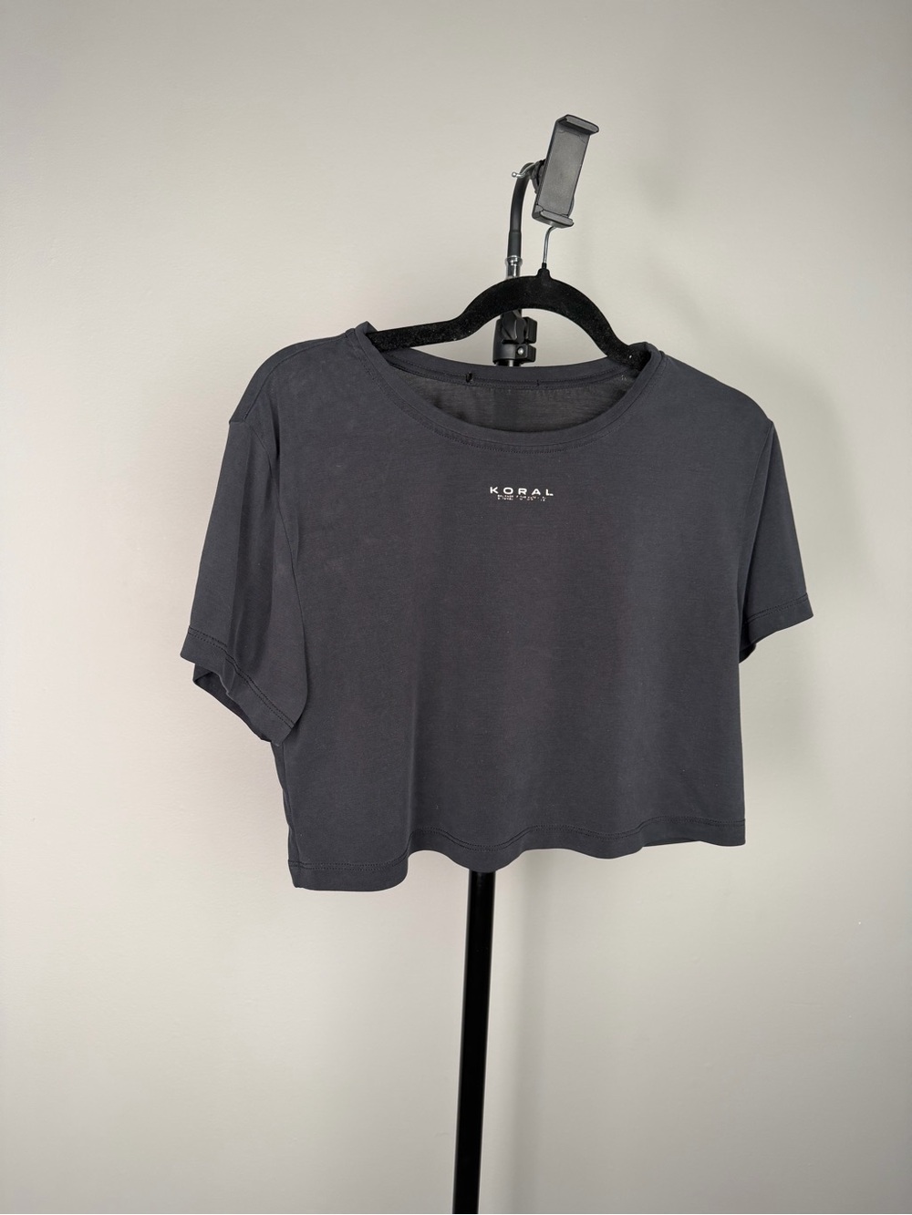 Koral Terrain Peach Jersey Crop Top - BLACK
